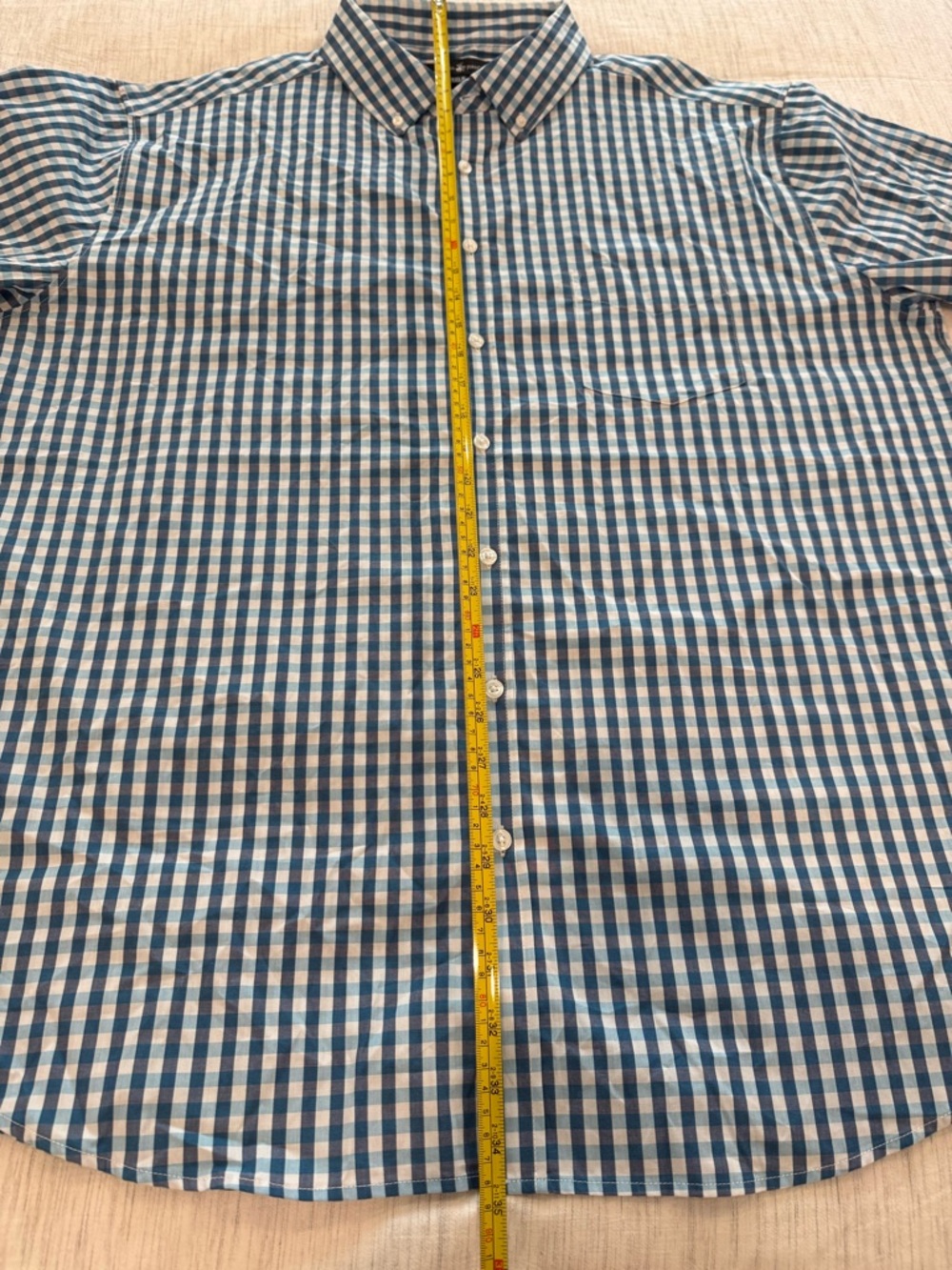 Beverly Hills Polo Club Blue & White Check Button-Down 100% Cotton Shirt - Picture 7 of 8